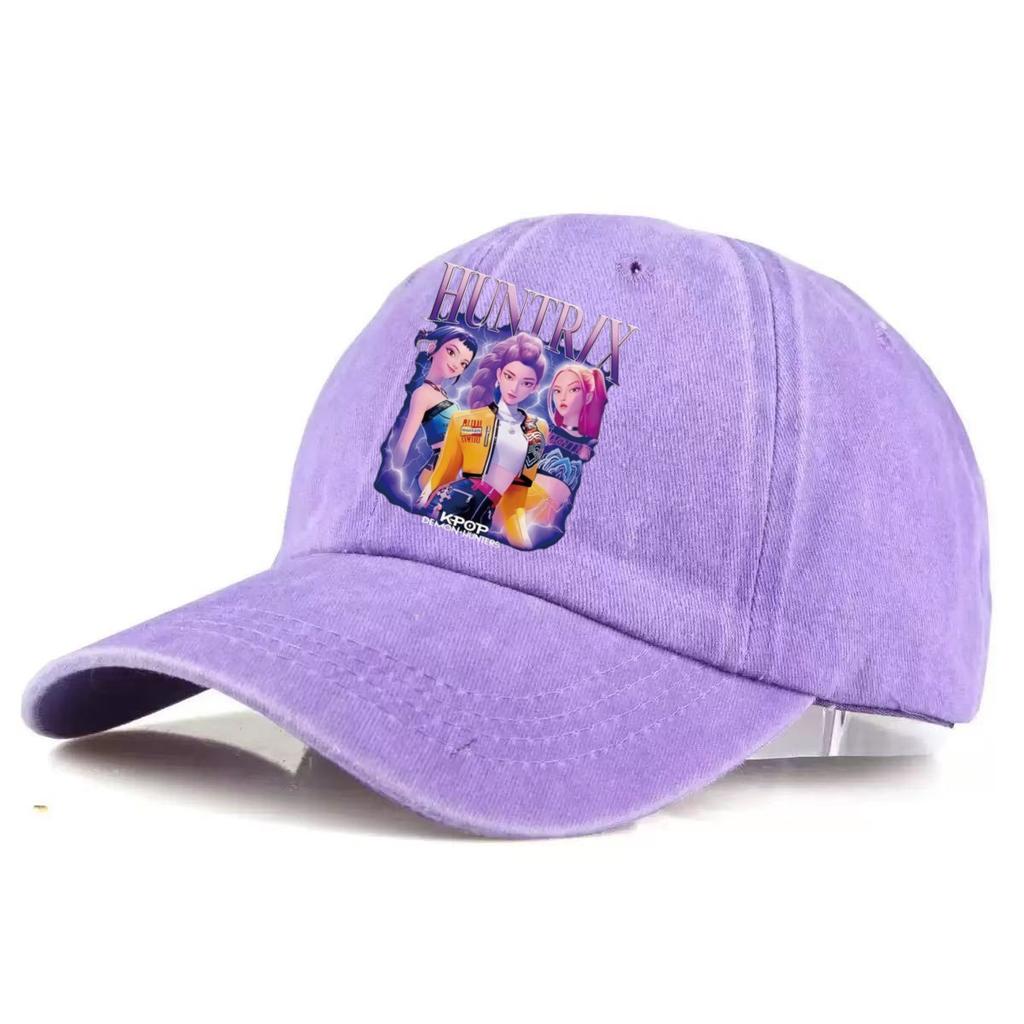 HUNTR/X Anime Girls Embroidered Baseball Cap, Vintage Washed Cotton Adjustable Dad Hat, Unisex Casual Sun Hat for Fans