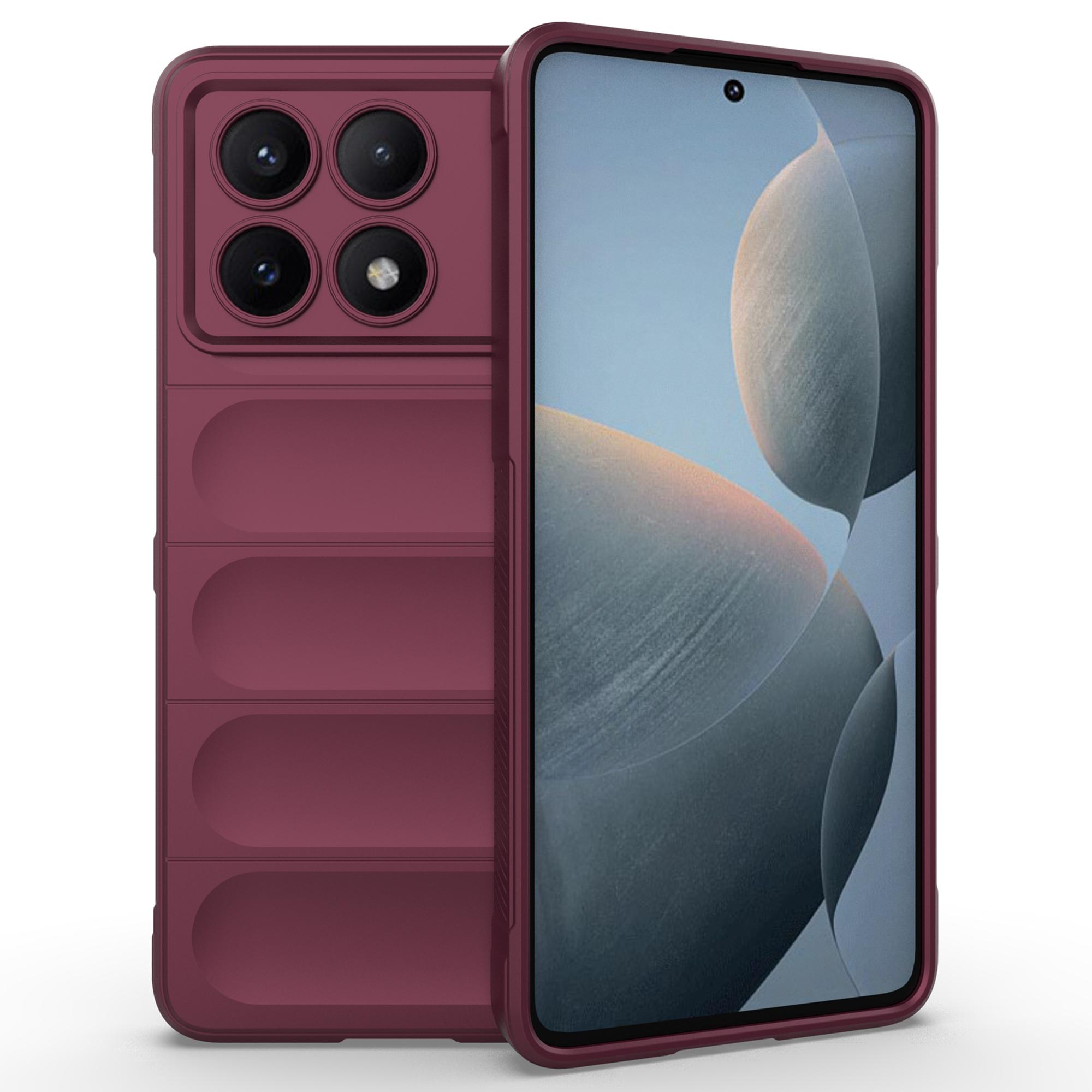 

For Xiaomi Redmi K70E 5G/Poco X6 Pro 5G Case Soft Flexible TPU Phone Cover Wine Red