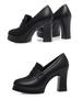 2024 Spring Women's Chunky Heel Platform Pointed Toe Leather Shoes