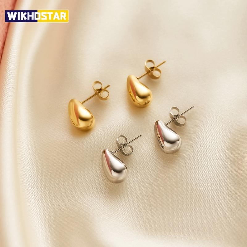Fashionable Minimalist Gold Color Stainless Steel Irregular Water Drop Stud Earrings for Woman Charm Korea Jewelry Colorfast