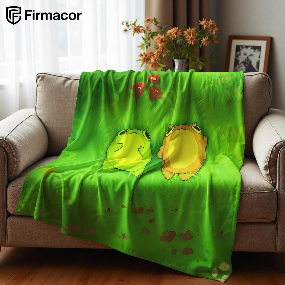 Meadow Twin Frogs Soft Flannel Blanket Breathable Warm Throw for Office Car Sofa Kids Room Birthday Xmas Gift