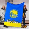 Custom Name Warriors Theme Printed Blanket - Perfect for Couch, Bed, Travel & Outdoor Use | Machine Washable, Cozy & Durable.