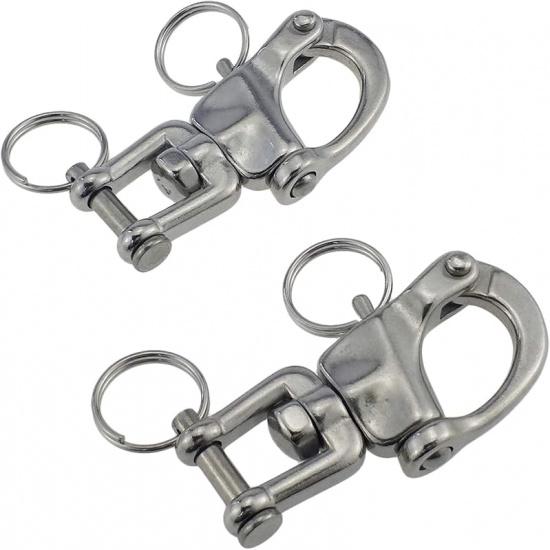 keehui Pair of 2-3/4inch Jaw Swivel Snap Shackle 316 Stainless Steel for Sailboat Spinnaker Halyard 2-3/4  Silver Pair
