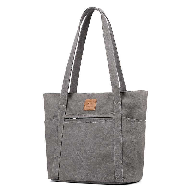 Canvas-Tragetasche für Damen mit Reißverschlusstasche und urbanem Stil für den täglichen Gebrauch