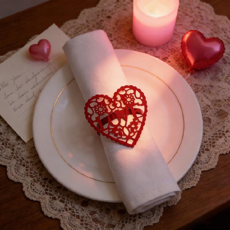 6PCS/Lot Sophisticated Hollow Metal Napkin Holders Crafted As Hearts With Elegant Design For Significant Gatherings