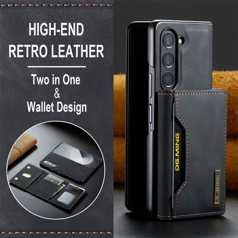 DG MING 2In1 Detachable Magnetic Leather Case for Samsung Galaxy Z Fold 7 6 5 4 3 Wallet Cover Card Holder Phone case Opp Bag&For Samsung Galaxy Z Fold 3 5G 7.6  чёрный