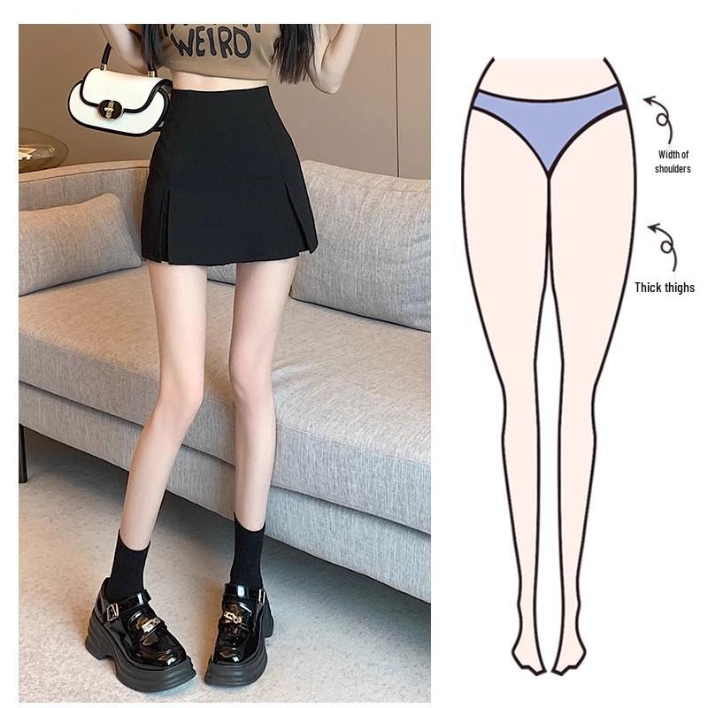 2024 Spring/Summer Black High-Waist Slimming Slit Bodycon Midi Skirt for Women
