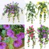 Hanging Artificial Basket Silk Morning Glory Flower Vine Home Wall Decor