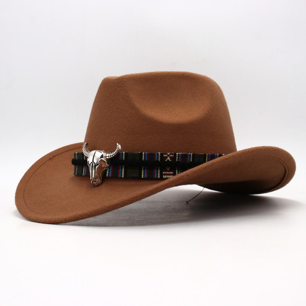Ethnic Style Handsome Tibetan Hat Children'S Performance Top Hat Cow Head Warped Edge Western Cowboy Hat Sunscreen Sun Hat