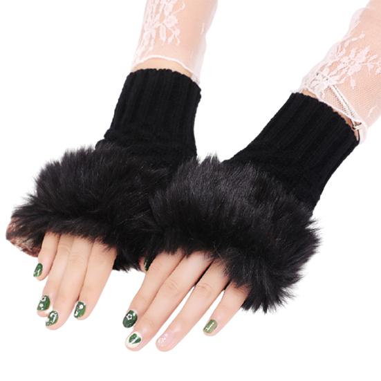 1 Pair Outdoor Winter Hand Warmer Breathable Girl Half Finger Gloves Mittens