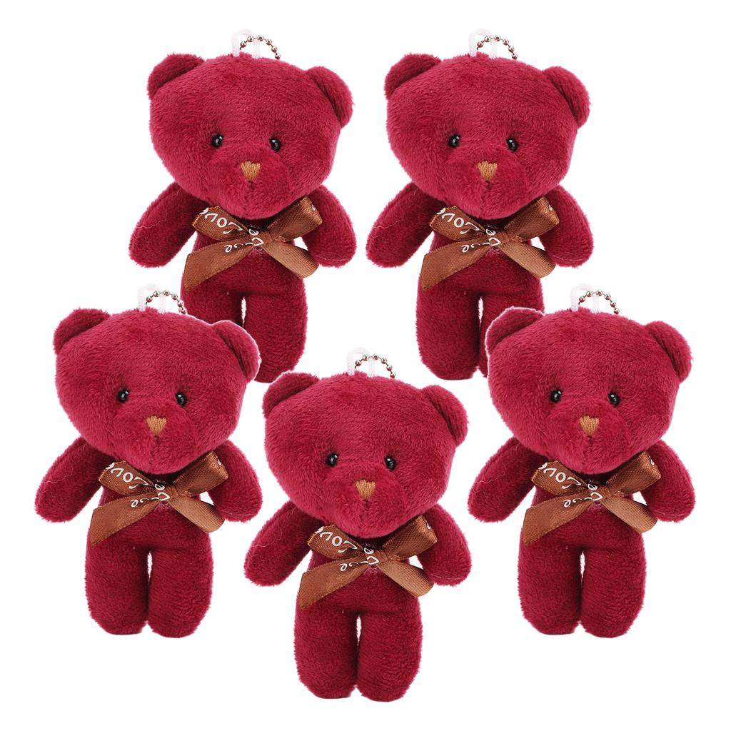 5pcs 12cm Bear Doll Pendant Soft Touch Cute Bear Plush Doll Key Chains for Bags Decoration