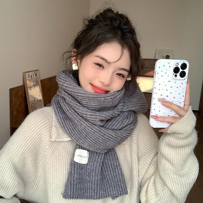 New red knitted scarf men's and women's winter Christmas student couple thickened wool scarf
