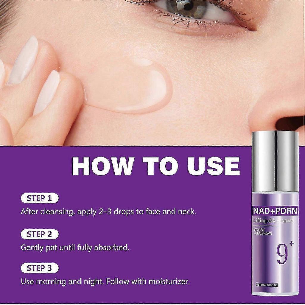 NAD+ PDRN Essenz Serum - Lifting Straffende Essenz, Peptide & Hyaluronsäure | Anti-Falten, Aufhellende Gesichtsbehandlung für reife Haut