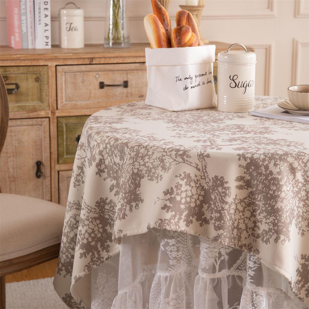 Cream Style Plain Square Tablecloth Dormitory Round Table Lace Combination Cover Cloth Light Luxury Decorative Table Mat