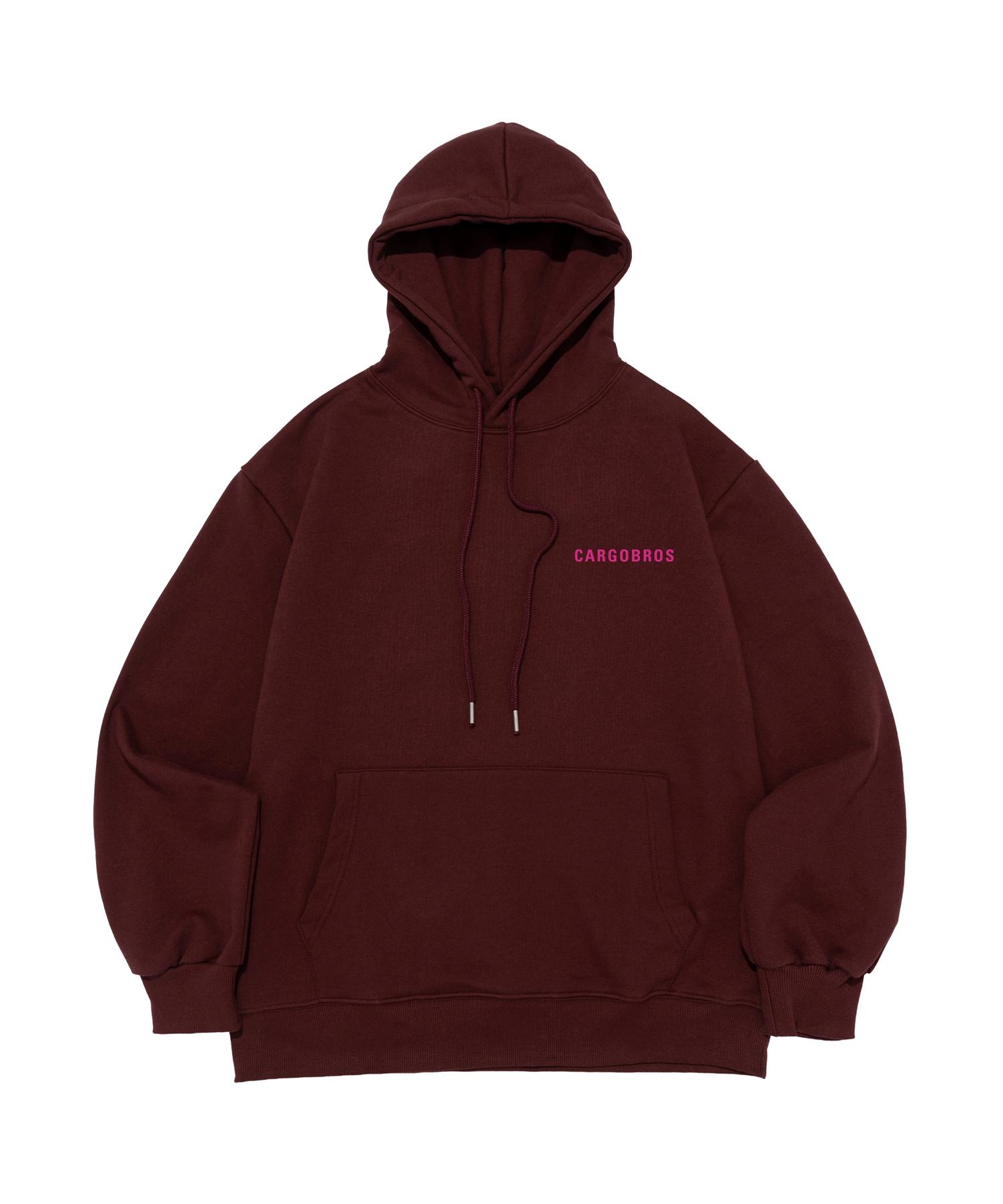 Cargo Bros Essential Logo Oversized Hoodie (Wine/Pink) Xl (Fleece-Lined)