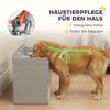 Erhöhte Futterstation mit 2 Näpfen und Schrank, MDF, Edelstahl, Knochenmuster, Grau