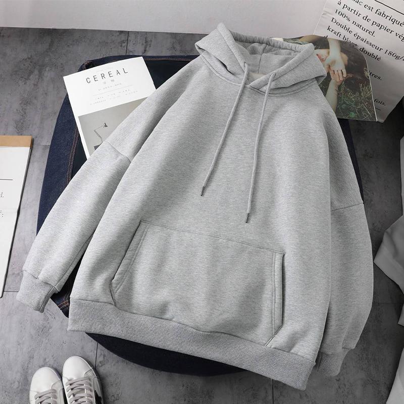 Verdicktes einfarbiges Damen-Sweatshirt-Oberteil mit lockerem Schnitt und Kapuze