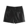 Women's Slim-Fit Asymmetrical Faux Leather High-Waisted Skirt Shorts - Spring 2025