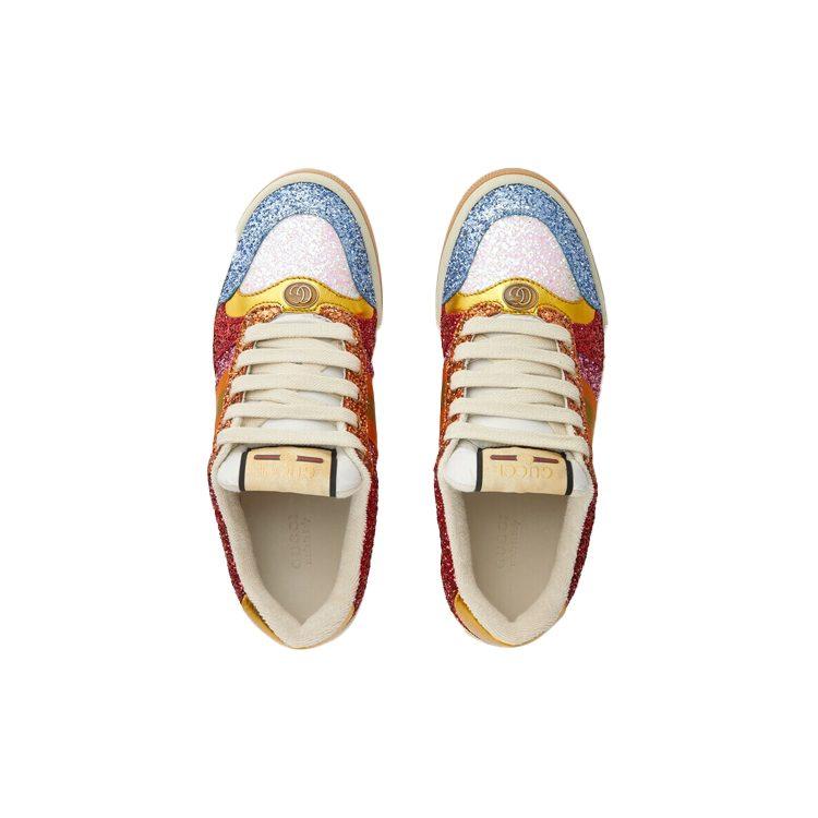 GUCCI Glitter-Embellished Screener Sneakers Multi Women's 710534 FAAKU 4942