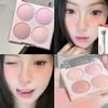 2023 New Arrival Best Selling Four-Color Blush Female Highlight Repair Eye Shadow Three-in-One Makeup Palette Expansion Color Red Rouge Compact