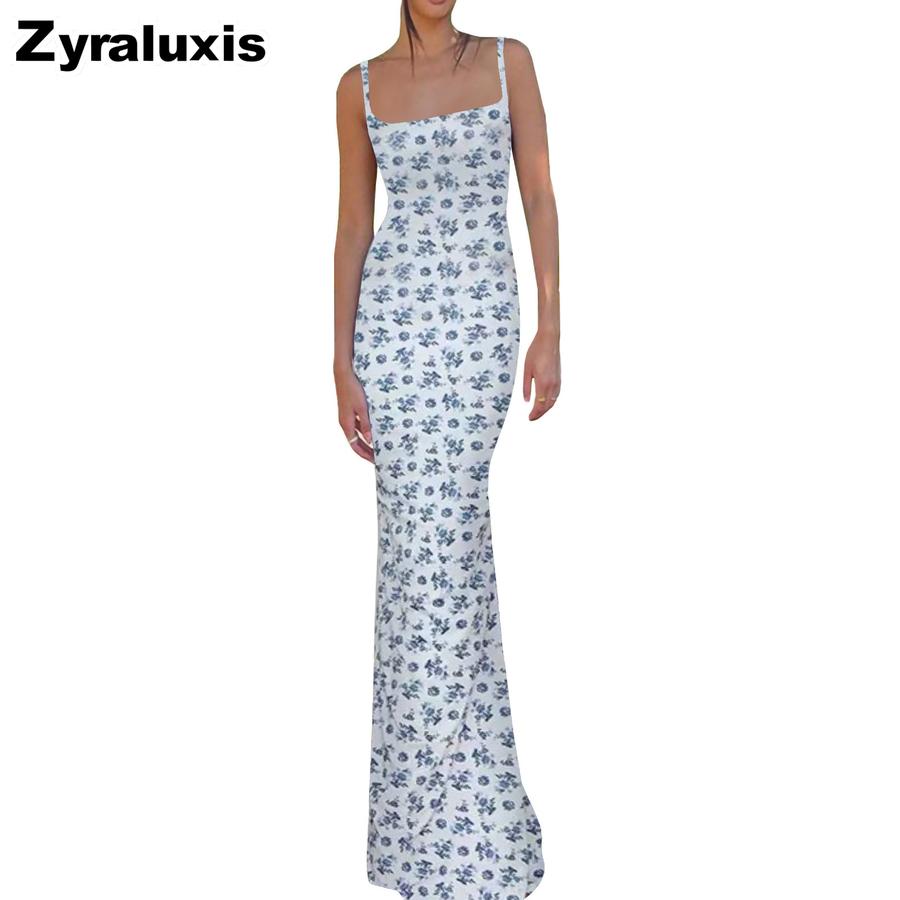 Fashion Women's Summer New Style Sexy Slim Fit Strappy Printed Backless Dress for Women