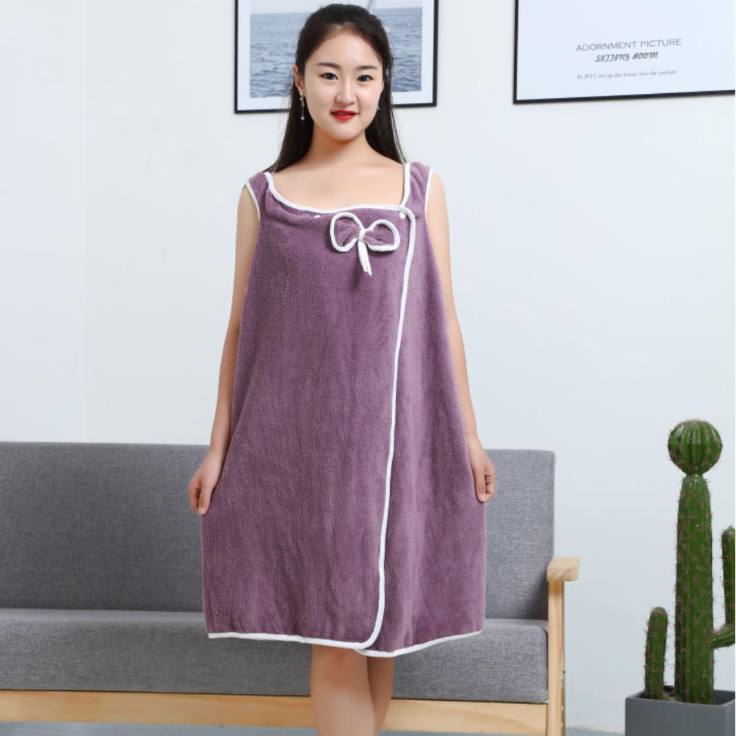 Damen Tragbarer Badetuch-Rock - Dick, Träger-Westen-Stil, Große Größe Bademantel violett