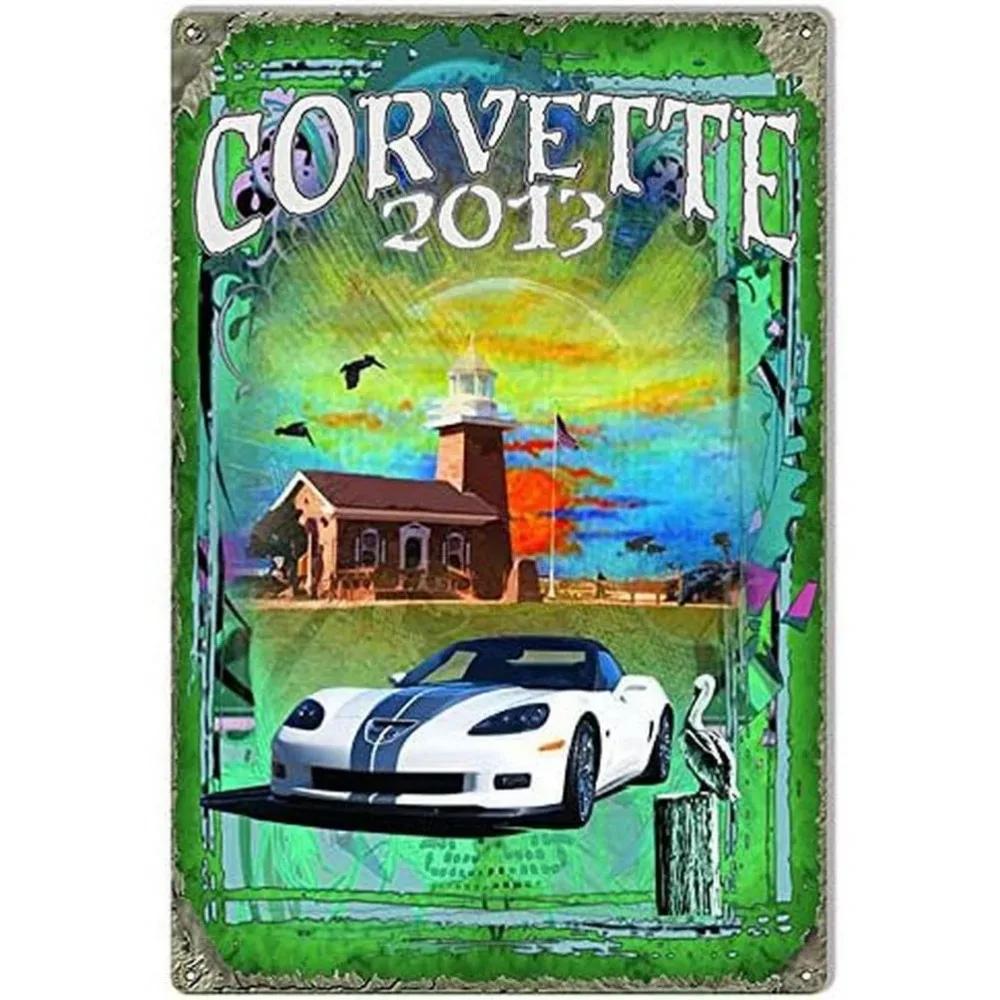 Vintage Classic Car Metal Tin Signs Mustang GT Posters Plate Wall Decor for Garage Bars Man Cave Cafe Clubs Retro Posters