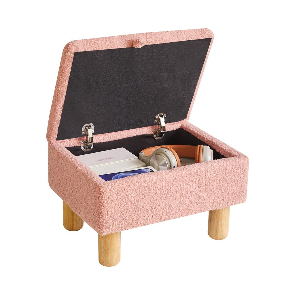 Aibiju Low Stool with Natural Wood Mini Teddy 150kg Weight Safety Hinged Teddy Legs, High-Resilience Chair, Footstool, 403024cm, Velvet, Capacity,