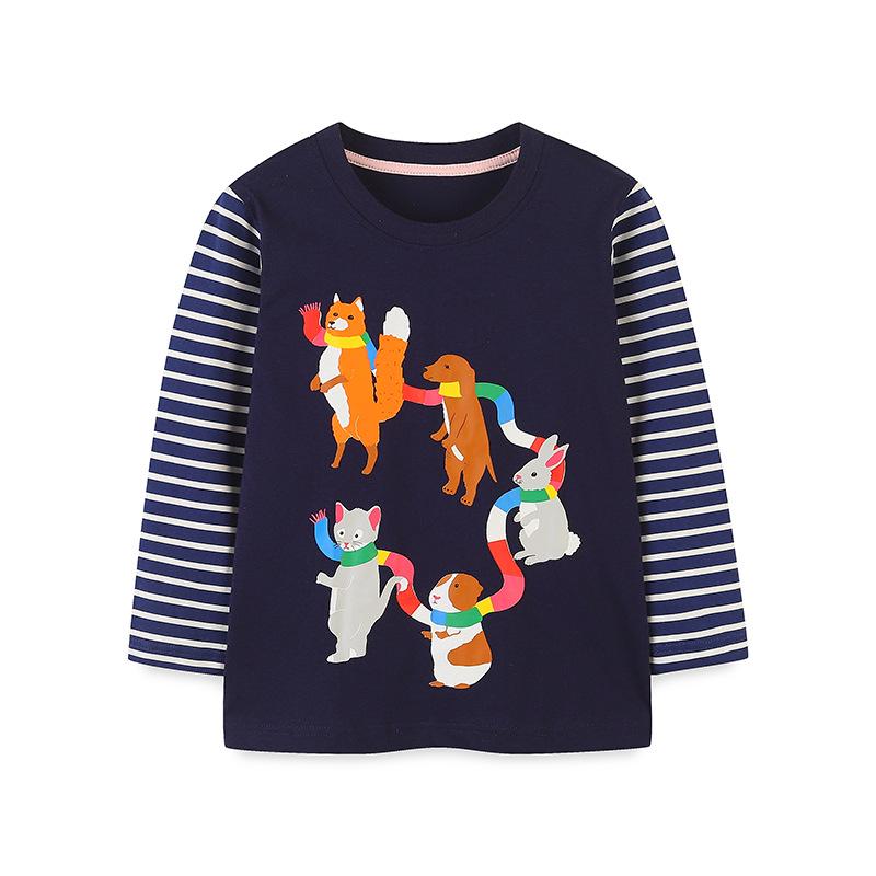 European-Style Cotton Long-Sleeve T-Shirt for Toddlers & Kids - Cute Fall Printed Base Layer 5Y (115cm)
