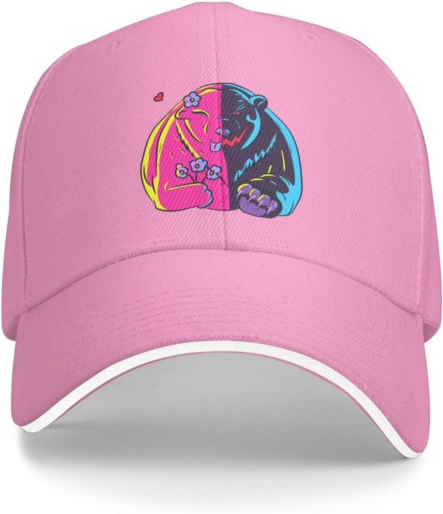 Bipolar Bear Split Design Baseball Cap Polyester Adjustable Outdoor Sports Visor Hat