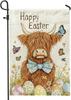 Happy Easter Garden Ag, Cute Highland Cow Spring Decor, Colorful, 12x18 Inch XXQ