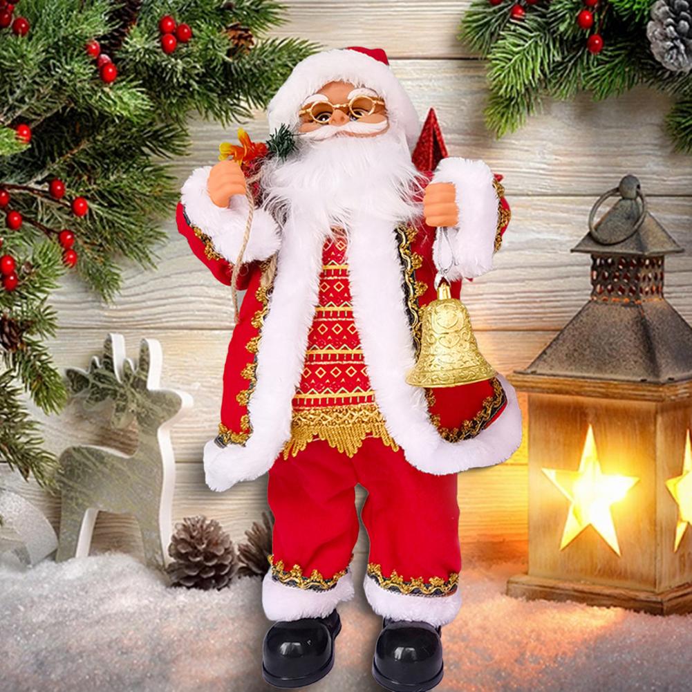 Seasonal Santa Decor Battery Operated Dancing Santa Claus Toy Singing Plush Father Christmas Doll Desktop Decoration Party