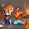 Resin Rajasthani Traditional Musical Couple Decorative Showpiece for Home Decor (Pack of 2, Multicolor)