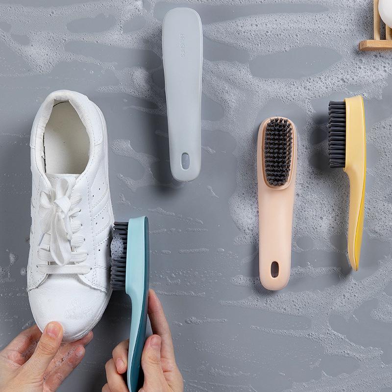 Nordic Style Soft Bristle Shoe and Laundry Brush with Long Handle - Gentle Cleaning for Shoes and Clothes