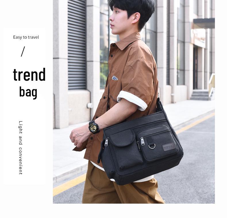 Hochwertige Herren-Canvas-Umhängetasche mit Doppeltaschen für Reisen