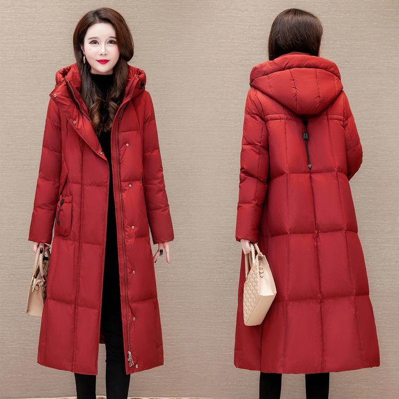 Piumino per donna Nuovo cappotto spesso sopra il ginocchio di media lunghezza per autunno e inverno per donna