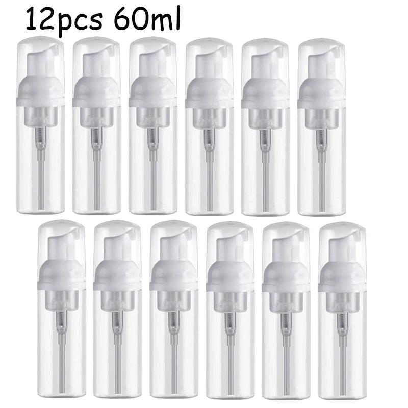 Schaumpumpe Flasche 12 Stück 30/60ml Tragbare Schaumstoffflasche Leere Pumpe Klare Flasche Lotion Shampoo Spender Heißer Verkauf Nachfüllbare Flaschen