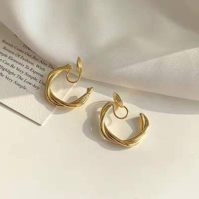 Golden Clip On Earrings Women's Ear Clips Mosquito Coils Without Piercing Earrings Simple Hoop Earrings