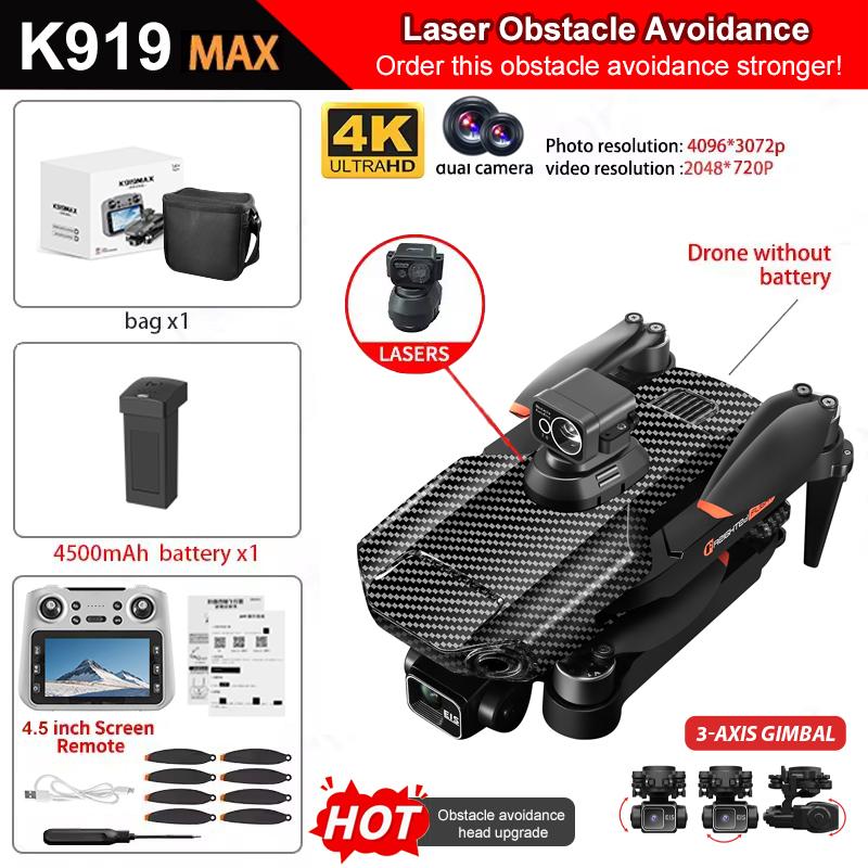 k919 Max GPS Drone 4K Profesional HD Camera 3-axis gimbal Aerial Photography Brushless Obstacle Avoidance Screen FPV Drone 5KM