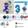 Astronaut Rocket Balloon Blue Space Theme 32inch Number Balloon Set Birthday Party Decoration Children's Baptismal Balloon Gifts