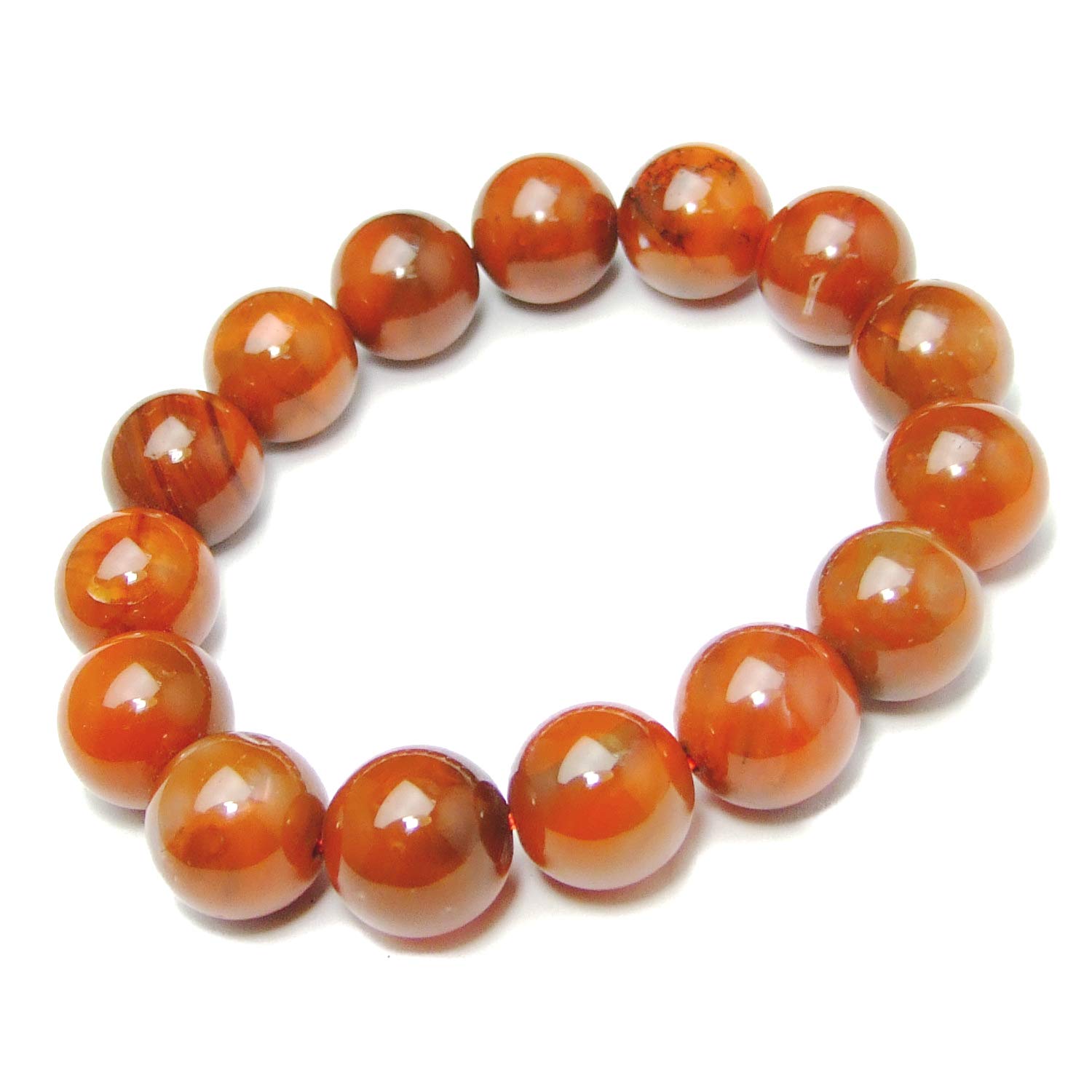 

[hinryo] 54364 15mm AAA Nan Horn Agate Bracelet, 19cm Inner Diameter, with Pouch, Brazilian Natural Stone, Power Stone