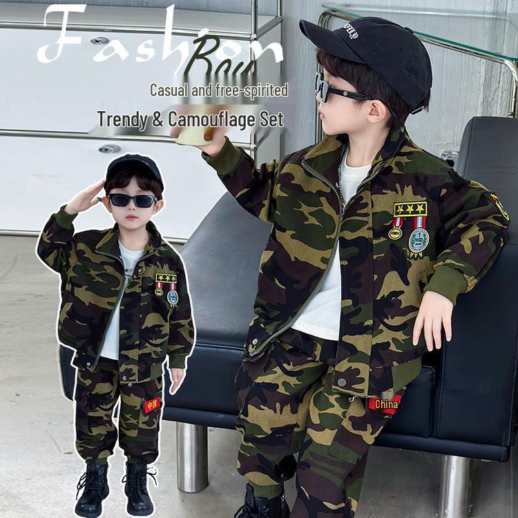 Boys' Camouflage Soldier Set with Fleece Padding - Autumn/Winter Edition, Special Forces Thickened Police Uniform