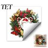 Waterproof PVC Static Clings Christmas Wreath Window Sticker, Stained Glass Style, Removable Santa Butterfly Candy Cane Decal, Cling for Home
