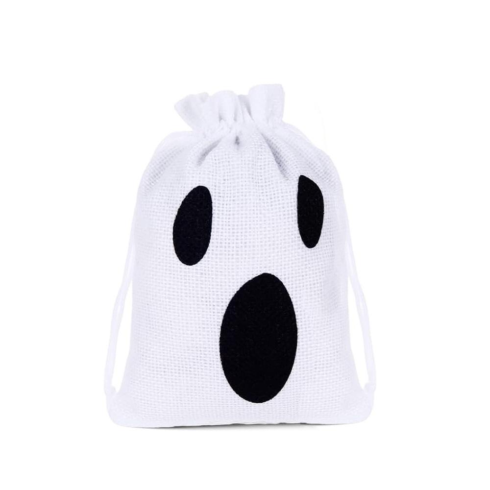 Halloween Burlap Drawstring Pouches Party Favour Candy Gift Bags 13x18cm