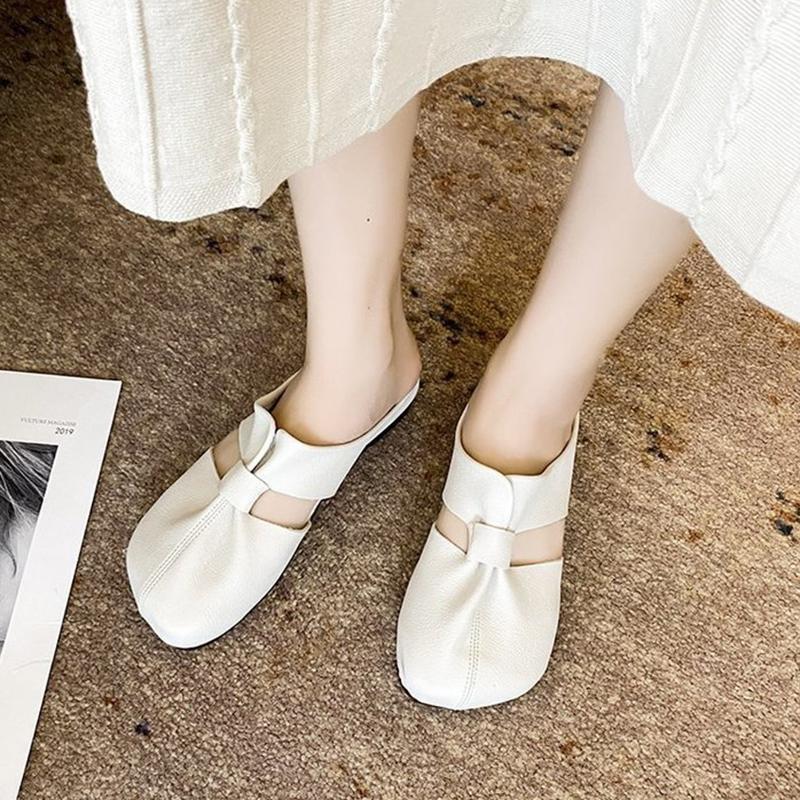 Women's Slippers,Cross-border Soft Bottom Package Toe Half Slippers with Hollow Out and Fold,fashion European and American Style