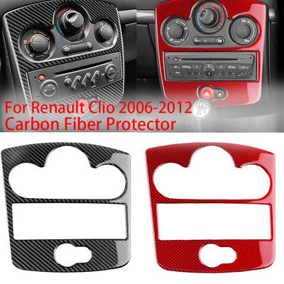 Car Central Console AC CD Panel For Renault Clio 3 2006-2012 Carbon Fiber Frame Protector Sticker Auto Decoration Accessories
