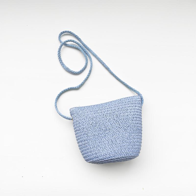 Handmade Woven Girl Flower Straw Bag Coin Purse Zipper Kid Messenger Bags Photo Props Storage Basket Crossbody Handbag