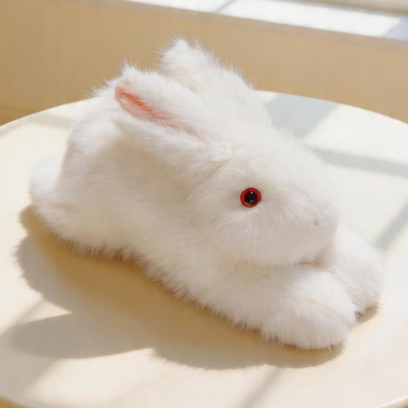 45cm Lying Long Fur Angora Rabbit Plush Toy Stuffed Grey Brown White Appeasing Cartoon Animal Cute Plushie Companion Gift