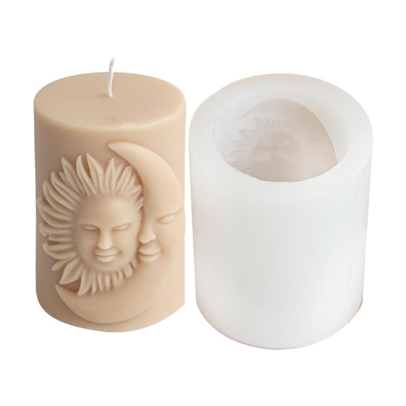 Creative Sun Face Cylinder Candle Mould Reusable Candle Crafting Mold Flexible Mold for Sun Goddess Face Column Candle 1