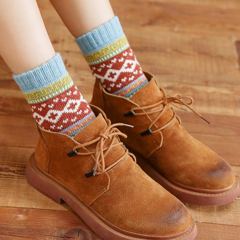Women's Winter Wool Socks - Warm, Thick Retro Ethnic Style